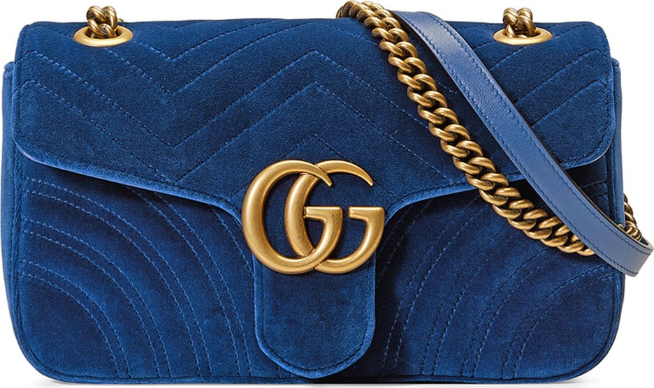 Gucci GG Marmont Small Quilted Velvet Crossbody Bag
