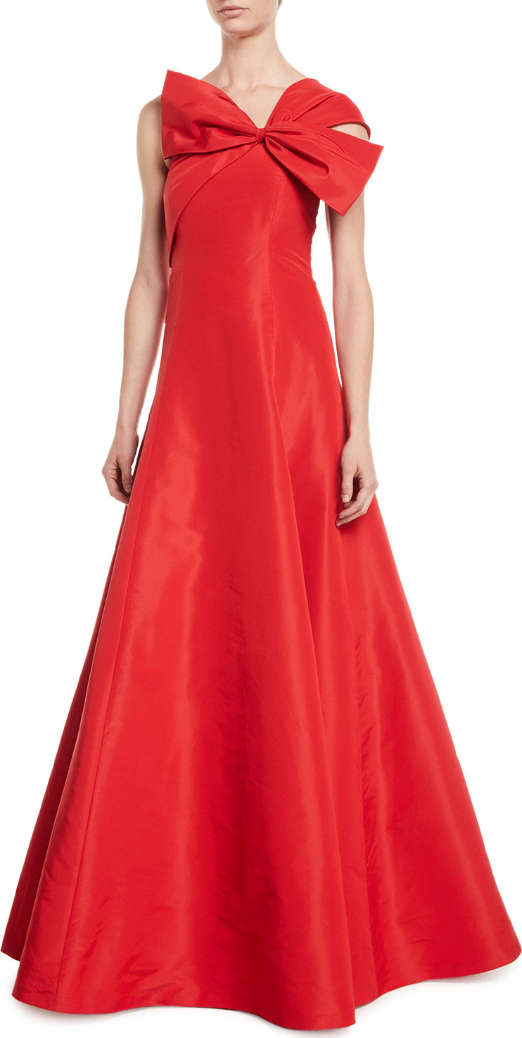 Sachin & Babi Silk One-Shoulder Bow Ball Gown
