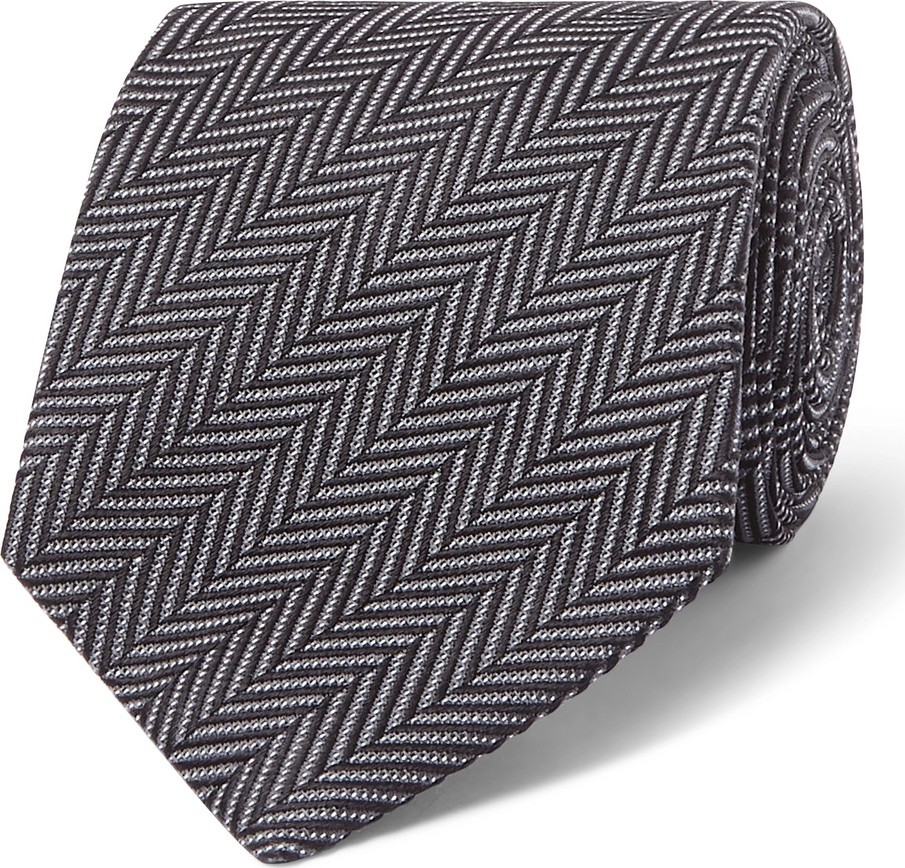 TOM FORD 8cm Herringbone Woven Silk and Cotton-Blend Tie