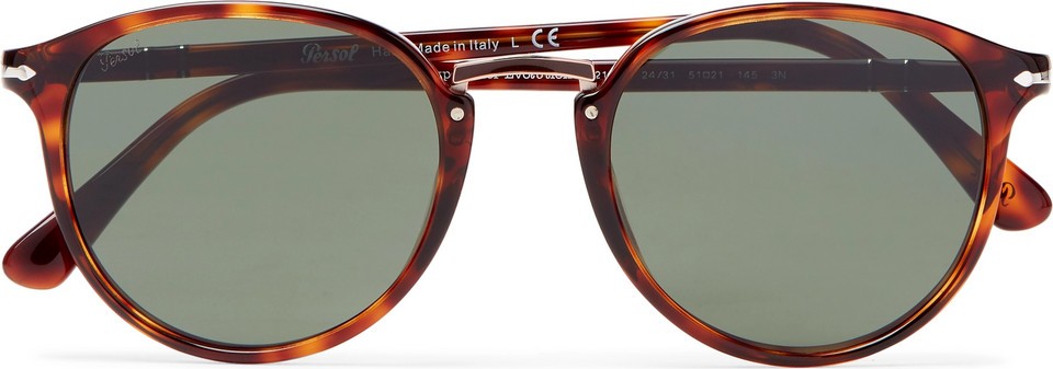 Persol Round-Frame Tortoiseshell Acetate and Rose Gold-Tone Sunglasses