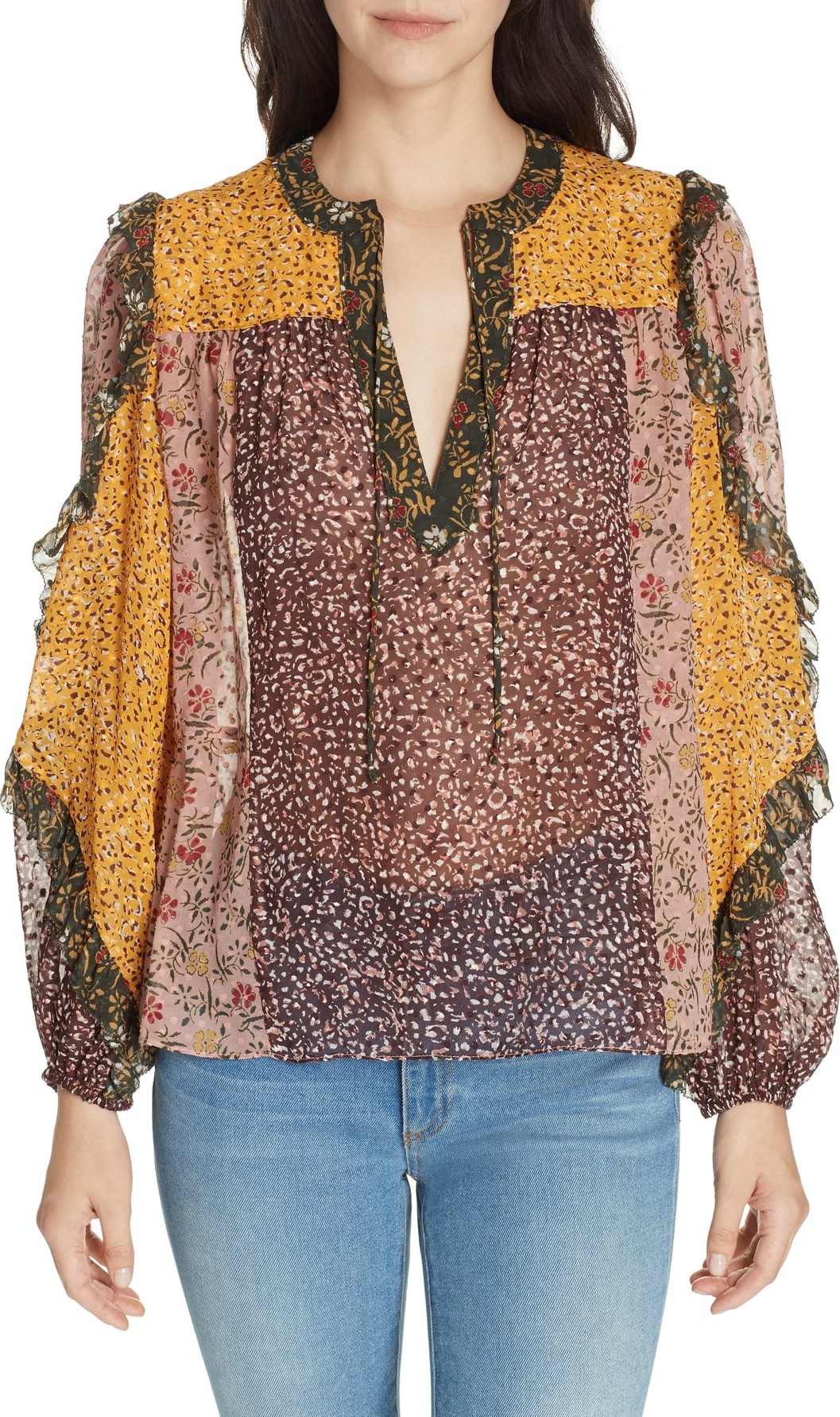 Ulla Johnson Norma Floral Print Silk Blend Blouse