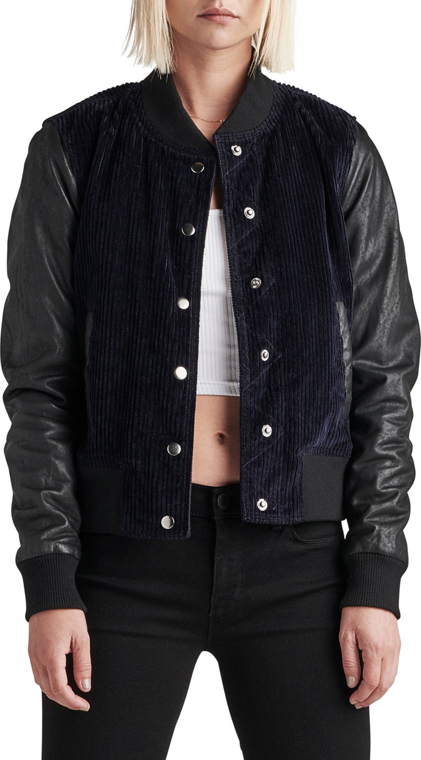 Hudson Leather Cord Varsity Bomber Jacket