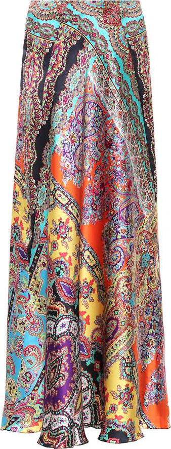 Etro Paisley silk-satin maxi skirt