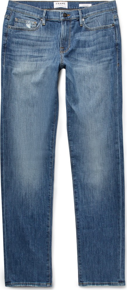 FRAME DENIM L'Homme Slim-Fit Distressed Stretch-Denim Jeans