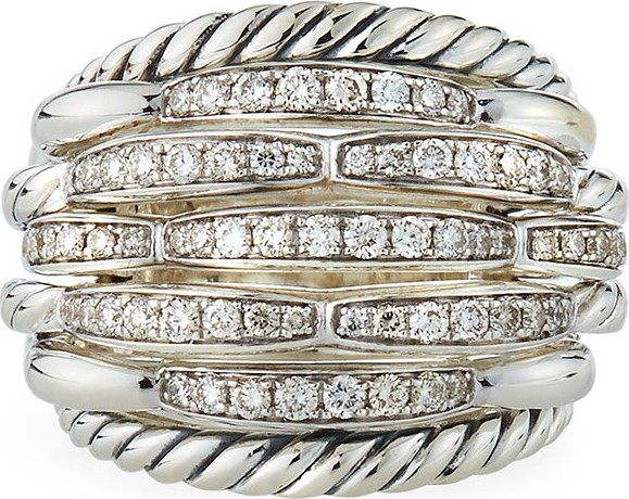 David Yurman Tides Large Dome & Diamond Pave Ring