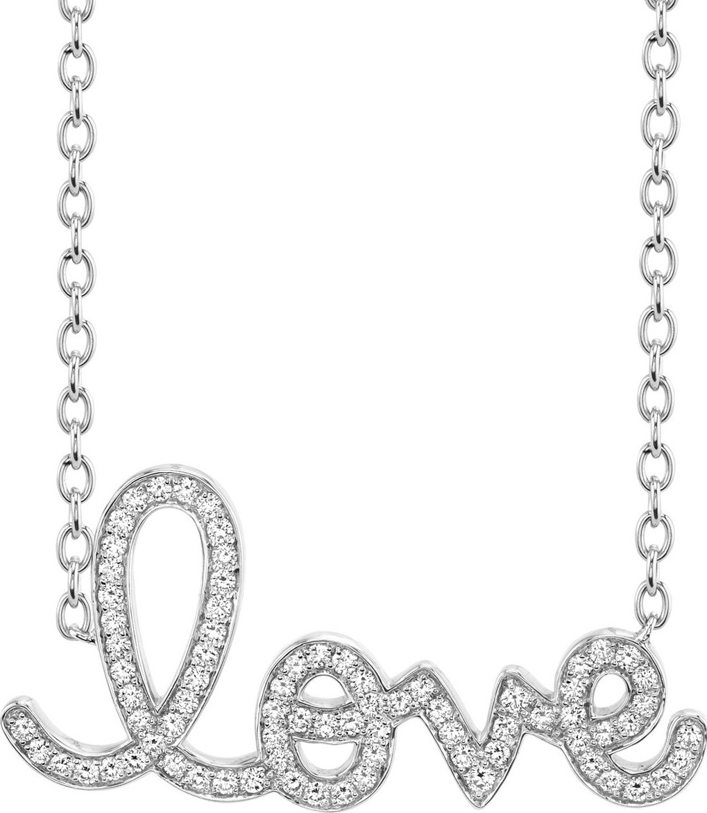Sydney Evan XL Diamond Love Necklace in 14K White Gold