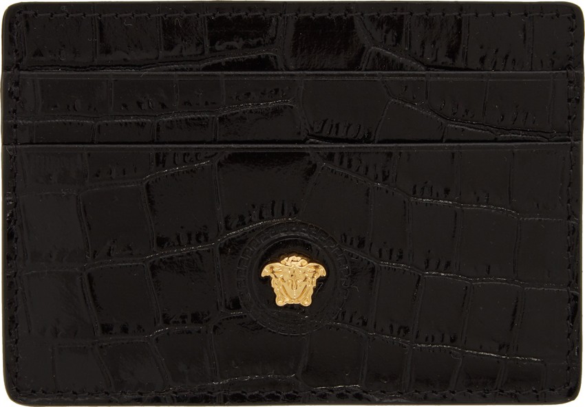 Versace Black Croc Medusa Card Holder