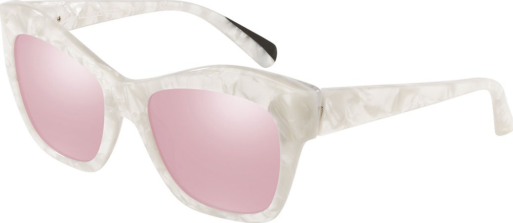 Alain Mikli Nuages Marbleized Acetate Square Mirrored Sunglasses