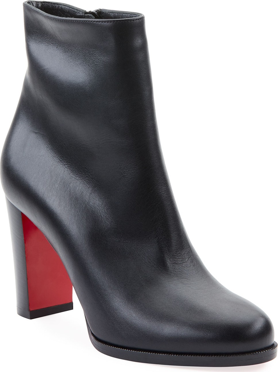 Christian Louboutin Adox Leather Block-Heel Red Sole Boots