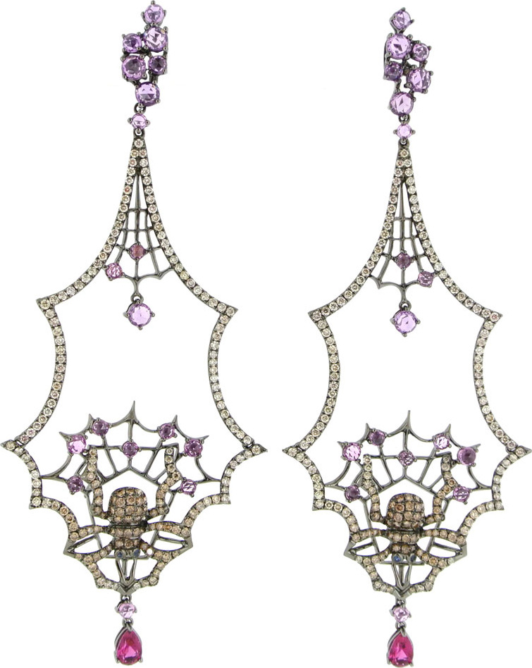 Wendy Yue 18k White Gold Multi-Sapphire Drop Earrings