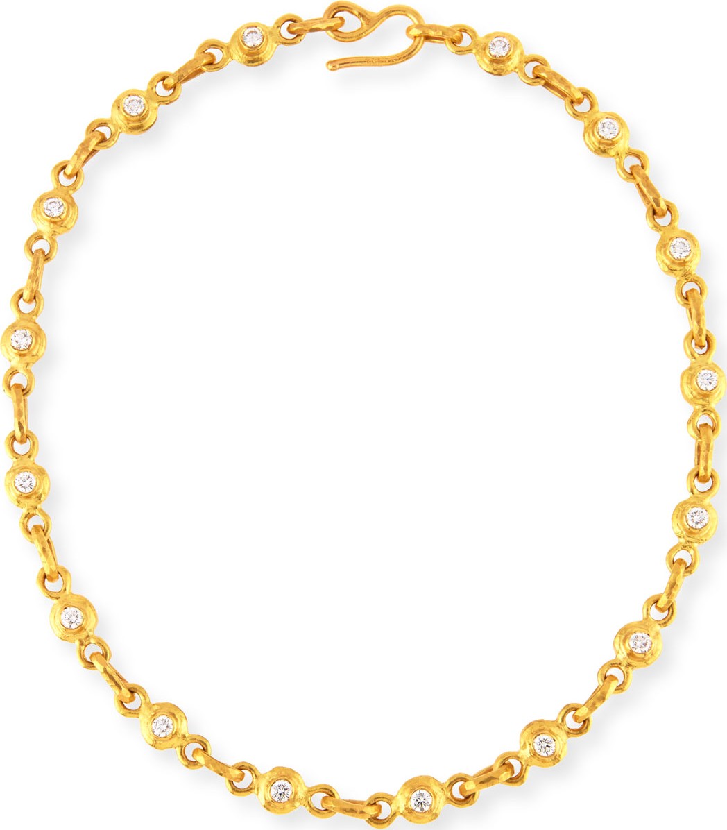 Jean Mahie White Diamond & Pink Sapphire Link Necklace