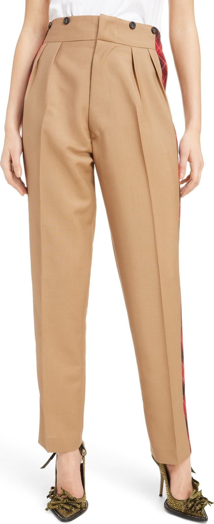 N°21 Nº21 Check Side Stripe Mohair & Wool Blend Trousers