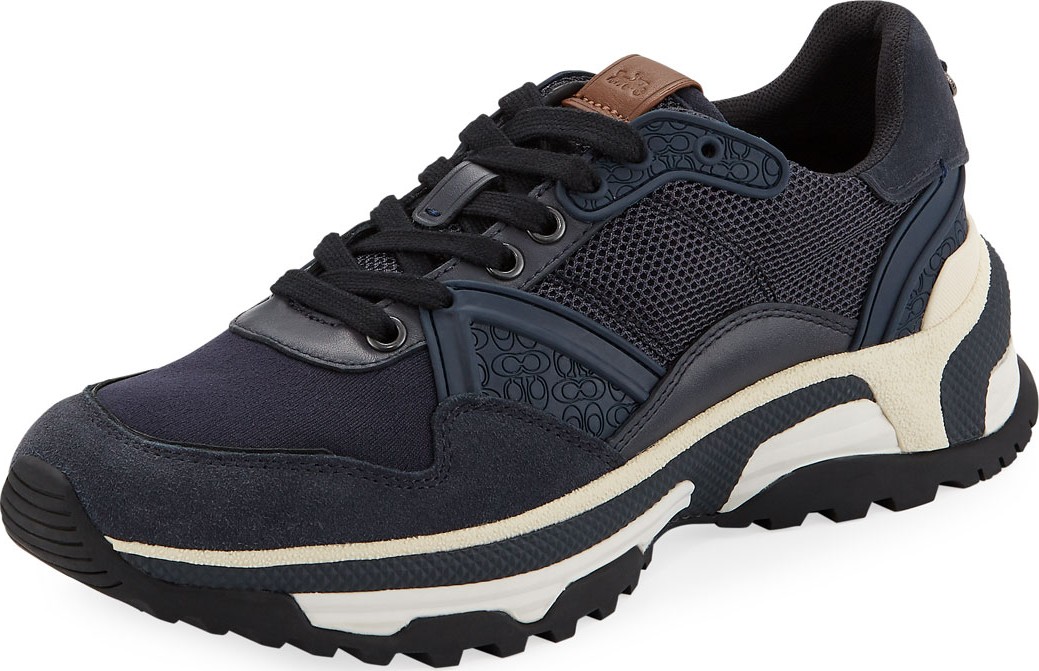 COACH Men's C143 Runner Monochrome Leather Sneakers