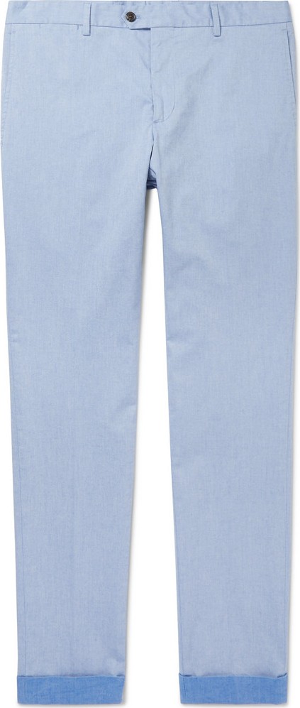 Tod's Sky-Blue Mélange Tapered Solaro Stretch-Cotton Trousers