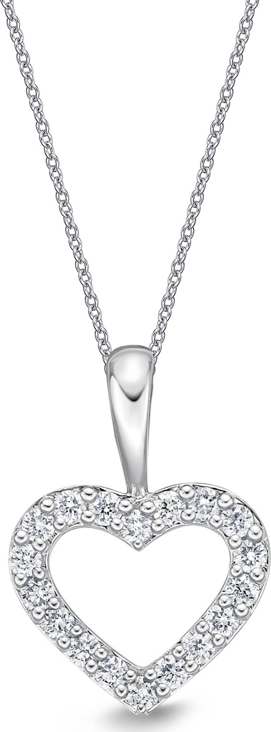 Memoire 18k White Gold Diamond Heart Pendant Necklace