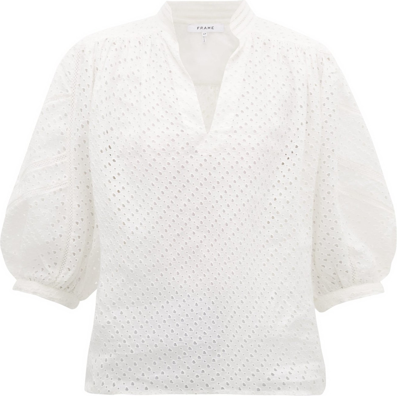 FRAME DENIM Broderie anglaise ramie blouse