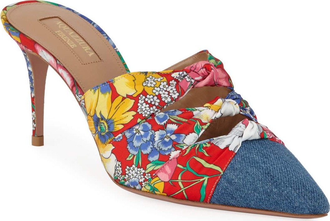 Aquazzura Mondaine Mixed Floral Mules