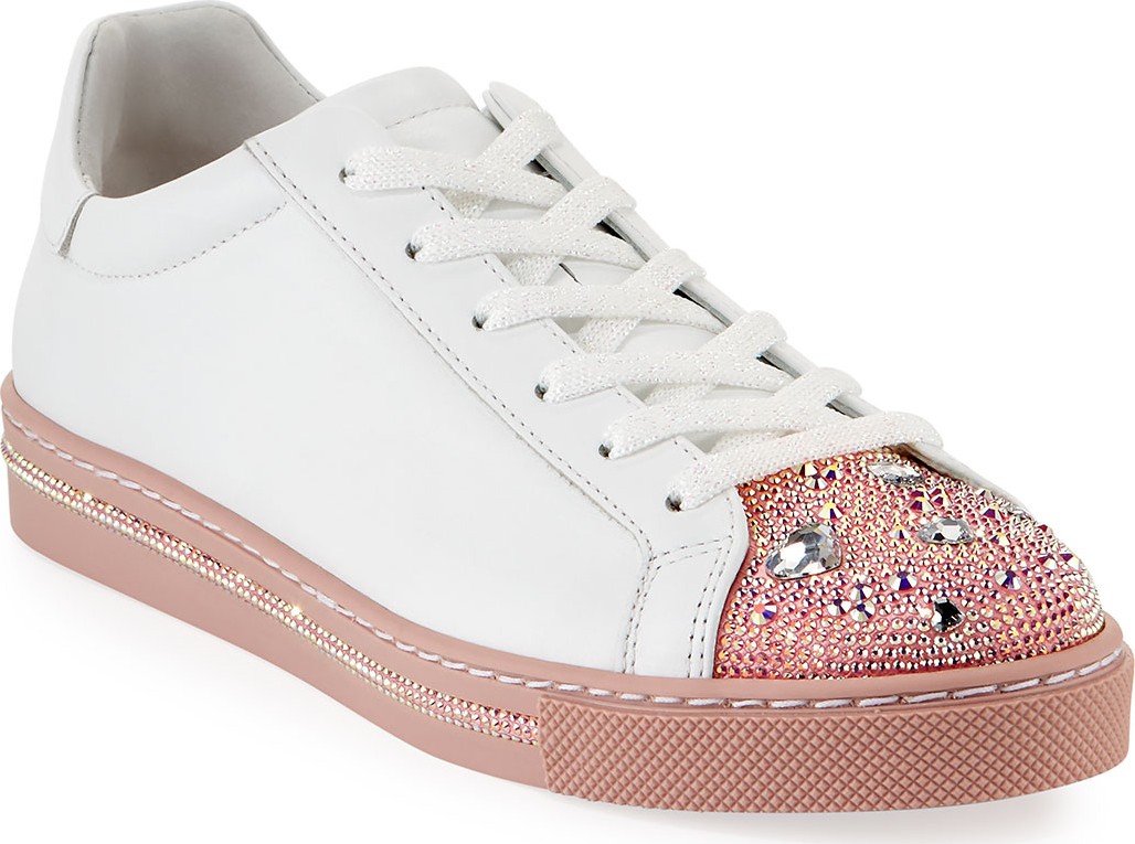 Rene Caovilla Crystal Heart Embellished Low-Top Sneakers