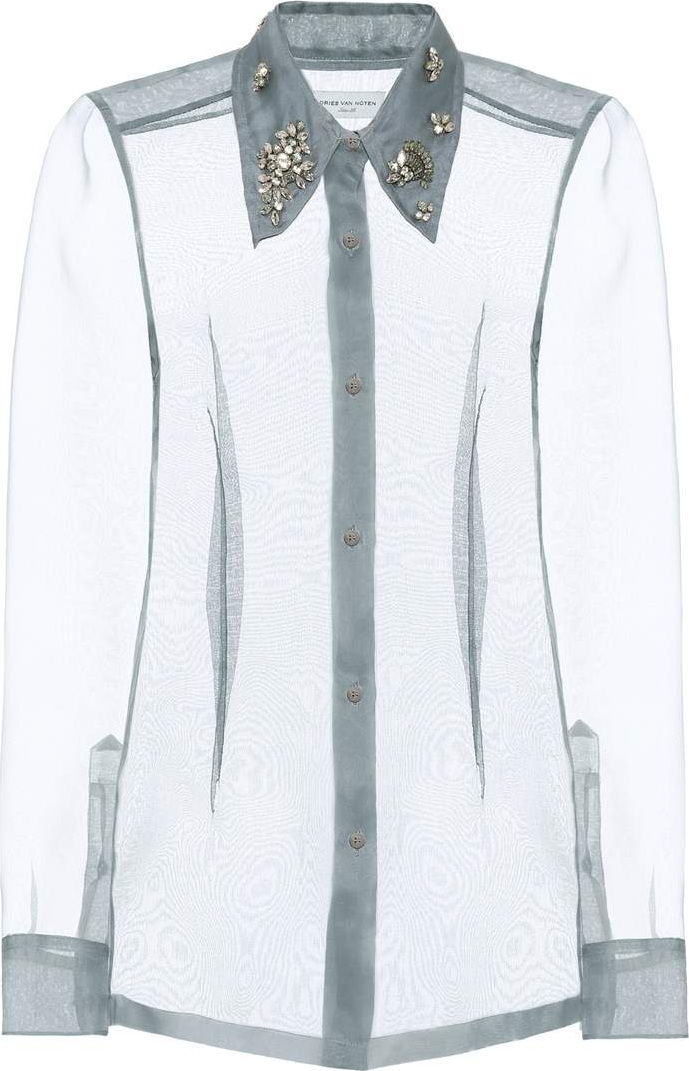 Dries Van Noten Embellished silk organza shirt
