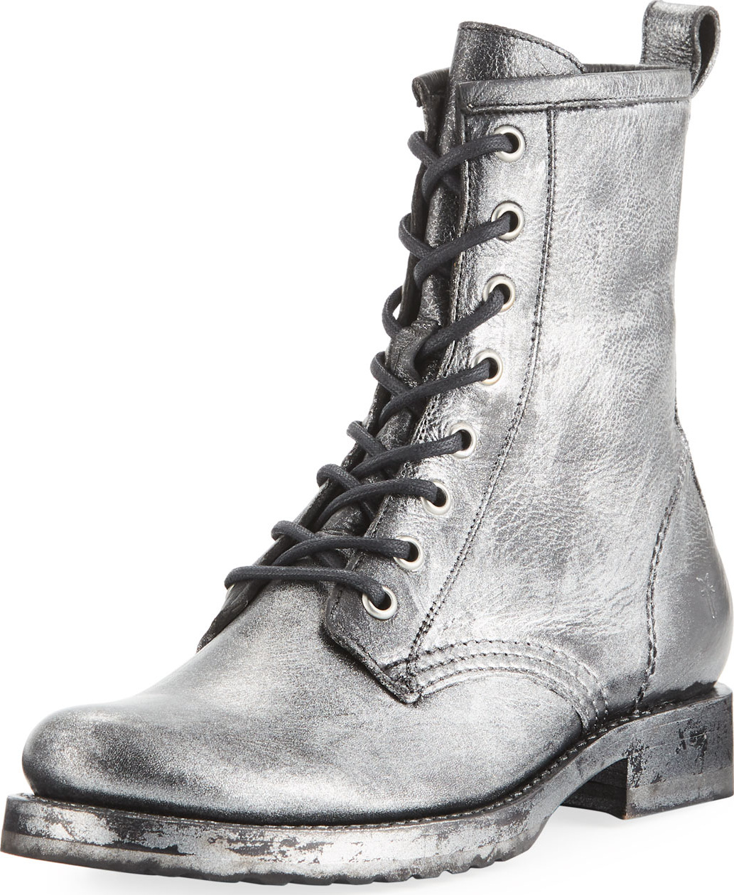 Frye Veronica Metallic Leather Combat Booties