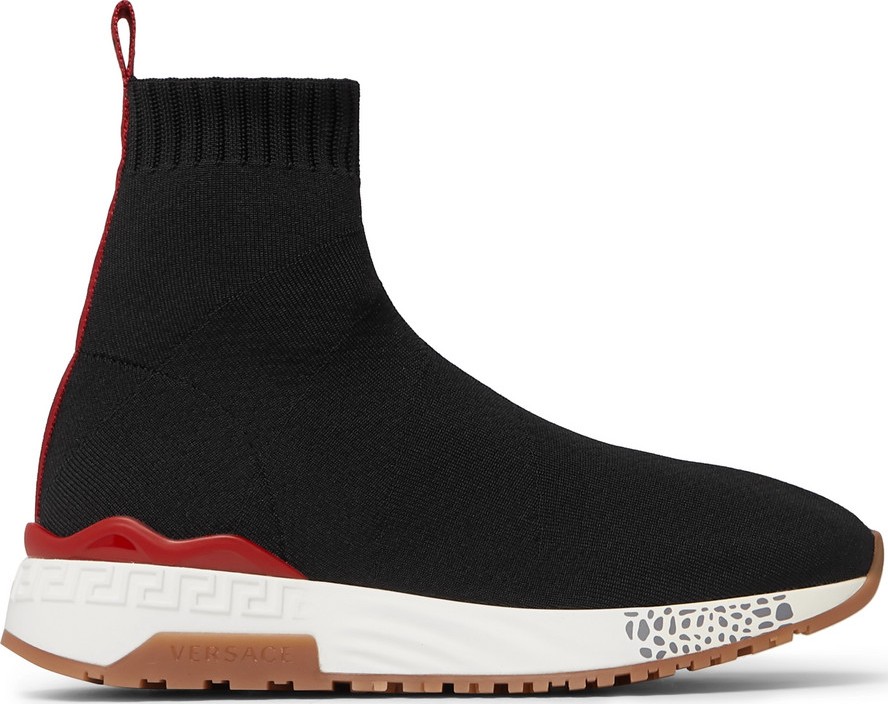 Versace Hercules Logo Webbing-Trimmed Stretch-Knit High-Top Sneakers