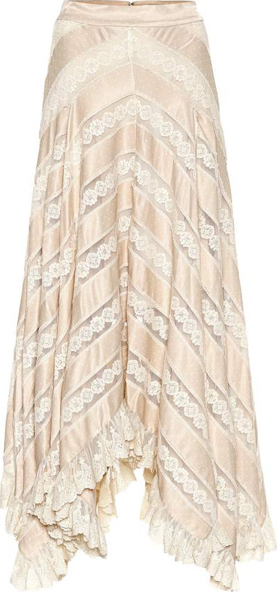 Zimmermann Unbridled satin and lace skirt