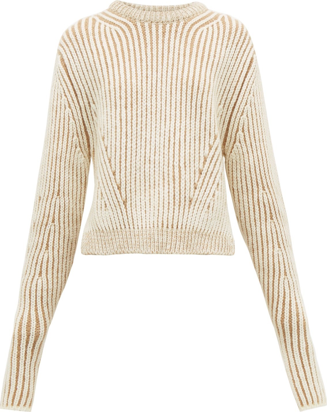 Chloe Two-tone ribbed wool-blend sweater