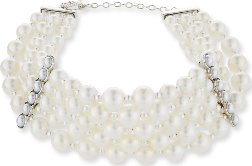 Jose & Maria Barrera Pearly Collar Statement Necklace