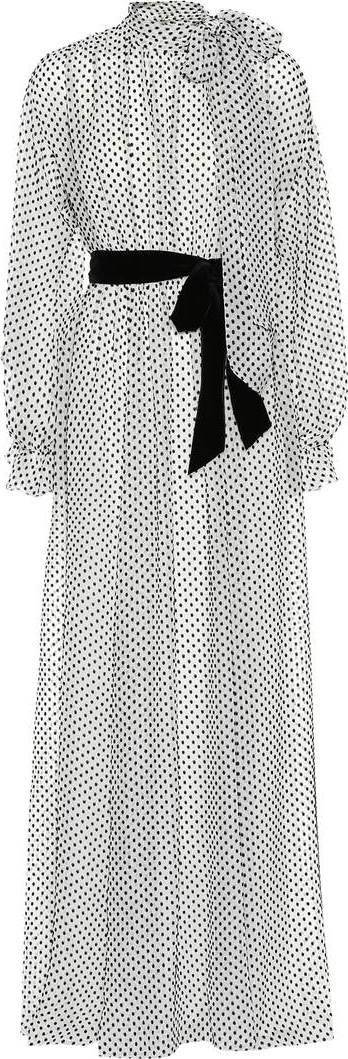 Valentino Polka-dot velvet façonné silk gown
