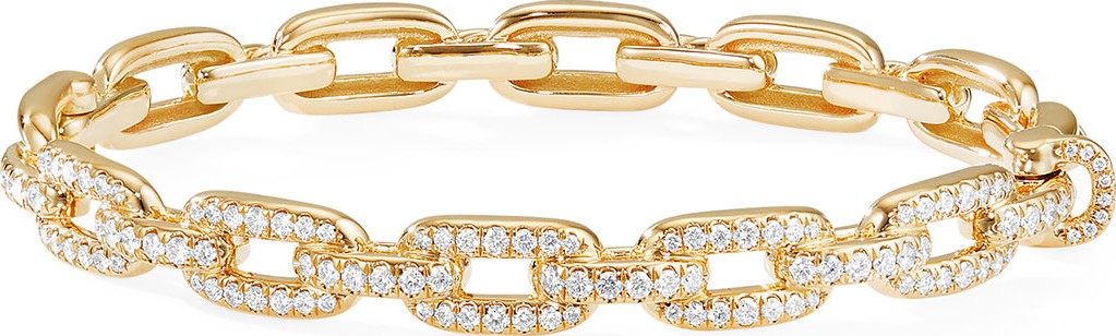 David Yurman Stax 18k Gold Diamond Link Bracelet, Size S