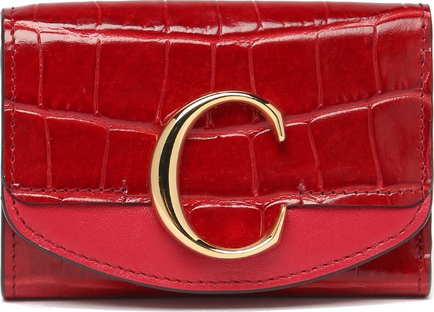 Chloe The C logo crocodile-embossed leather wallet
