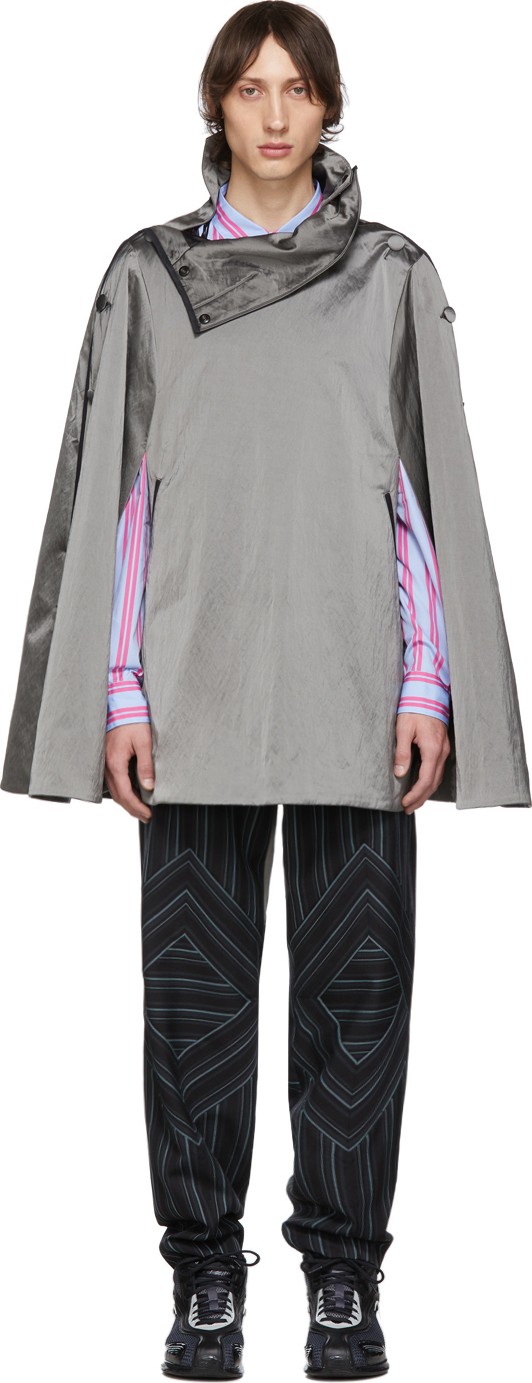Kiko Kostadinov Silver Satin Active Moon Cape