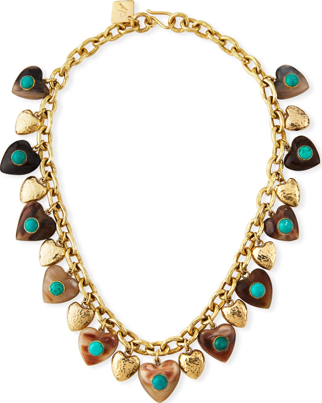 Ashley Pittman Makundi Heart-Charm Necklace w/ Turquoise