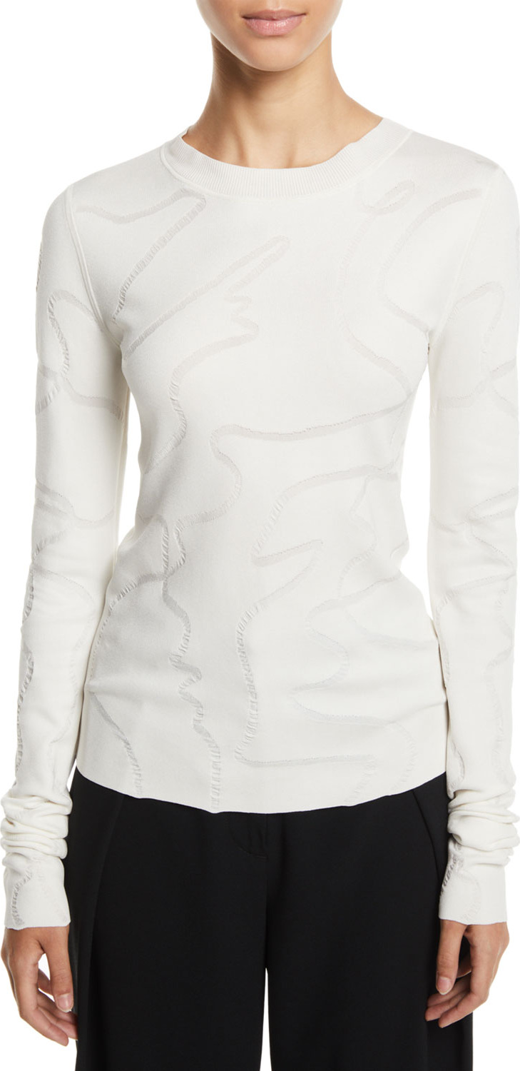 Helmut Lang Jacquard Long-Sleeve Crewneck Top