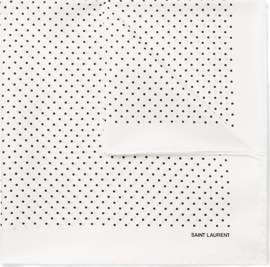 Saint Laurent Polka-Dot Silk-Twill Pocket Square