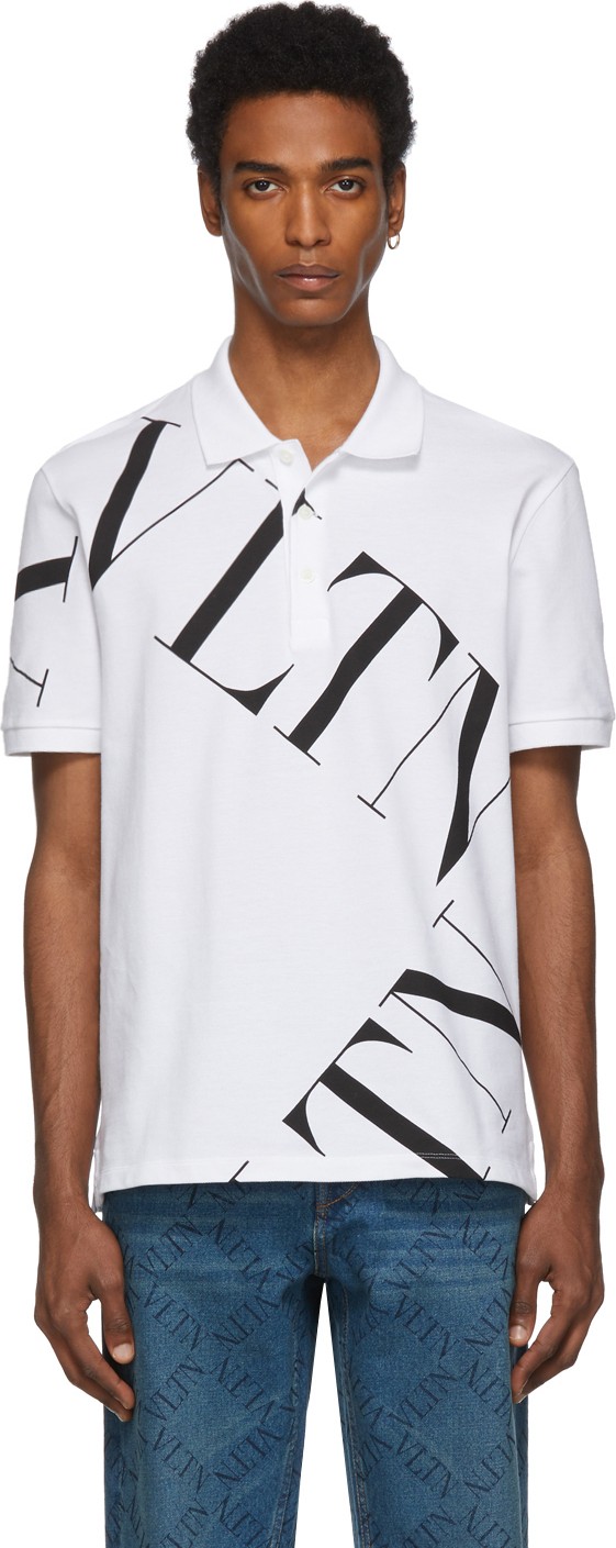 Valentino White 'VLTN' Macrogrid Polo