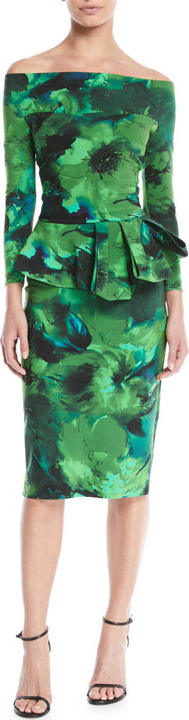 La Petite Robe di Chiara Boni Nabella Off-the-Shoulder Floral Peplum Dress