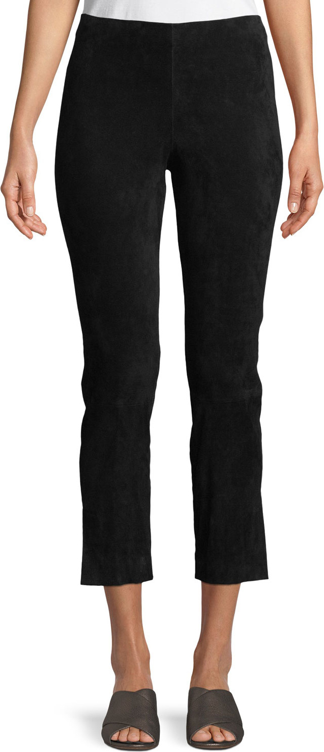 Vince Stretch-Suede Split Hem Crop Pants