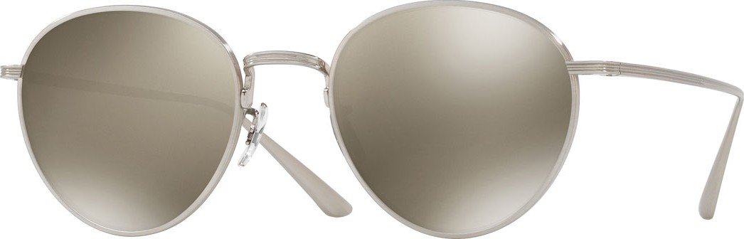 Oliver Peoples Brownstone Mirrored Round Titanium Sunglasses