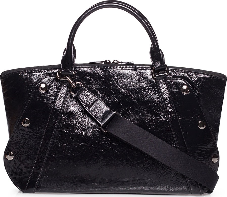 Akris Aimee Crinkled Patent Satchel Bag