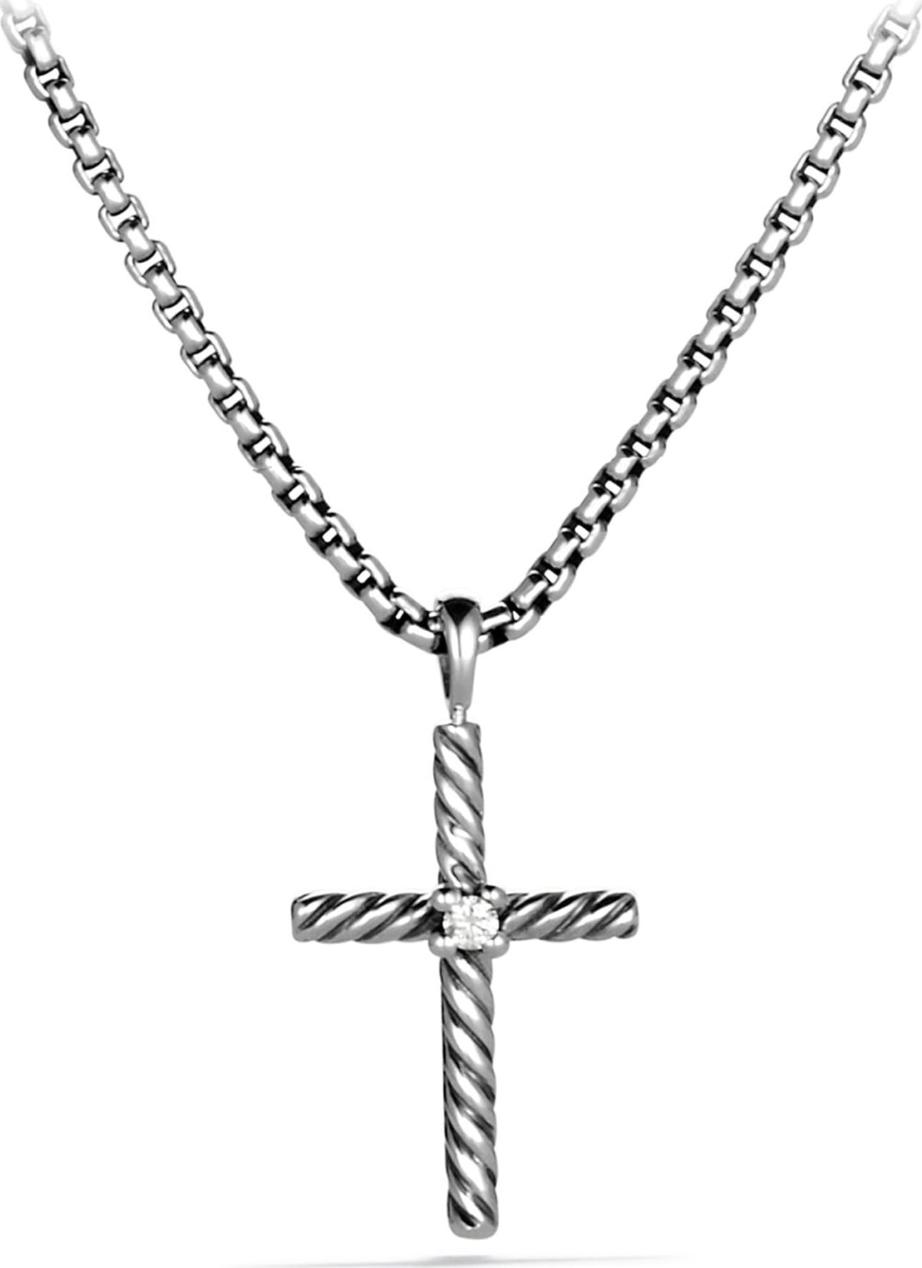David Yurman 'Cable Classics' Cross with Diamond on Chain