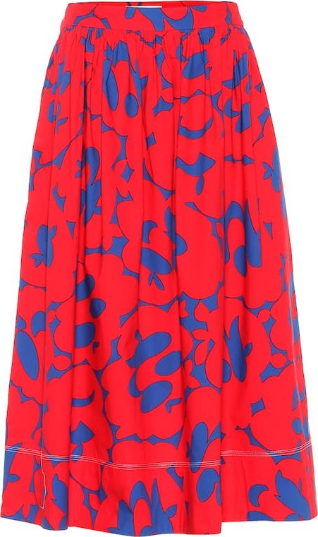 Marni Printed cotton midi skirt