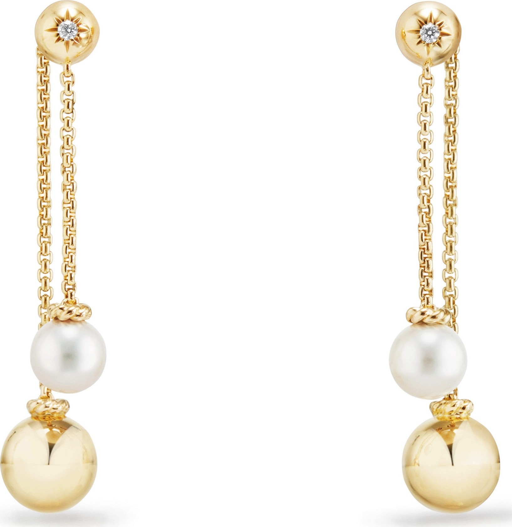 David Yurman Solari Chain Drop Earrings with Diamonds in 18K Gold