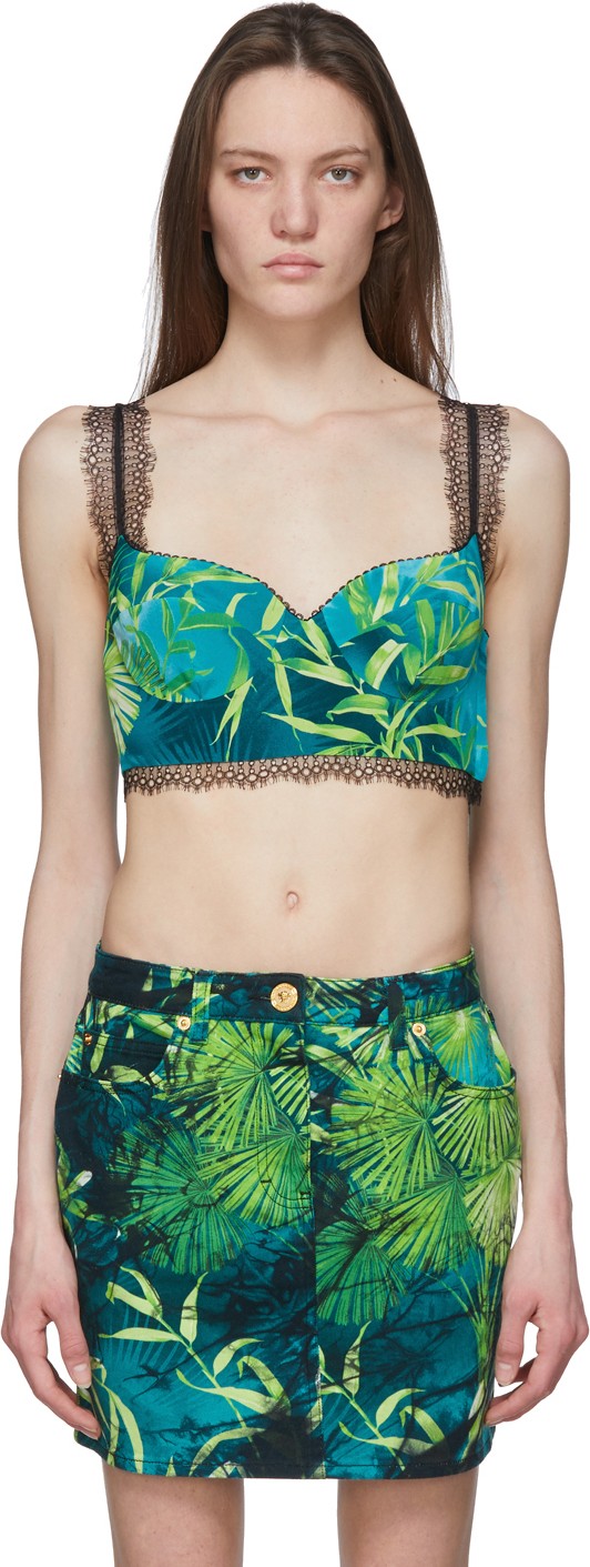 Versace Green Jungle Print Bralette