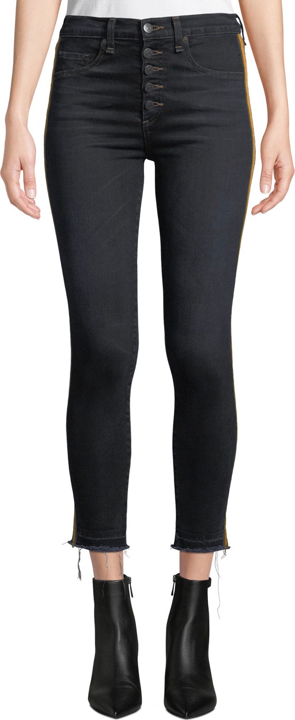 Veronica Beard Debbie 10" Rise Skinny Jeans with Tuxedo Stripes