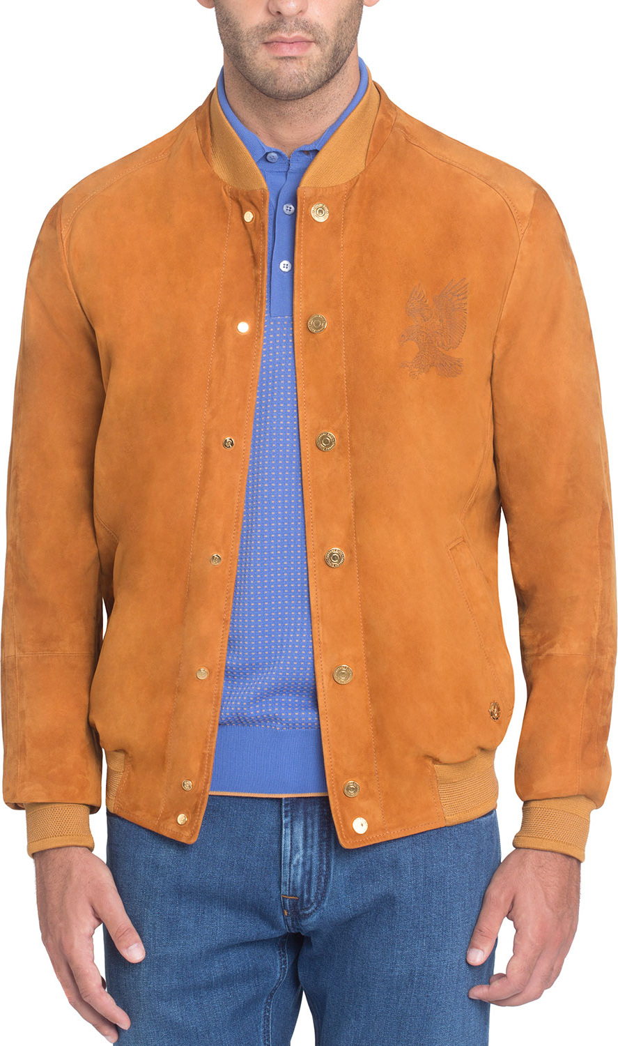 Stefano Ricci Snap-Front Suede Bomber Jacket