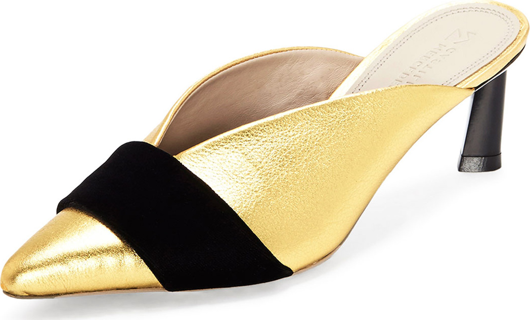 Mercedes Castillo Okima Metallic Slide Mules w/ Half Bow