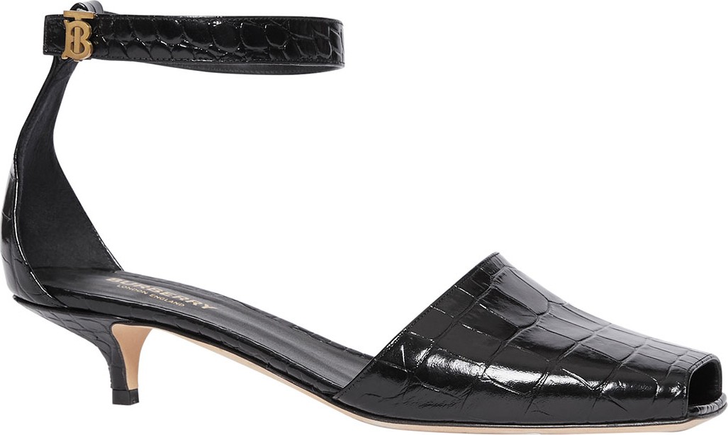 Burberry London England Stadling Kitten-Heel TB Monogram Sandals