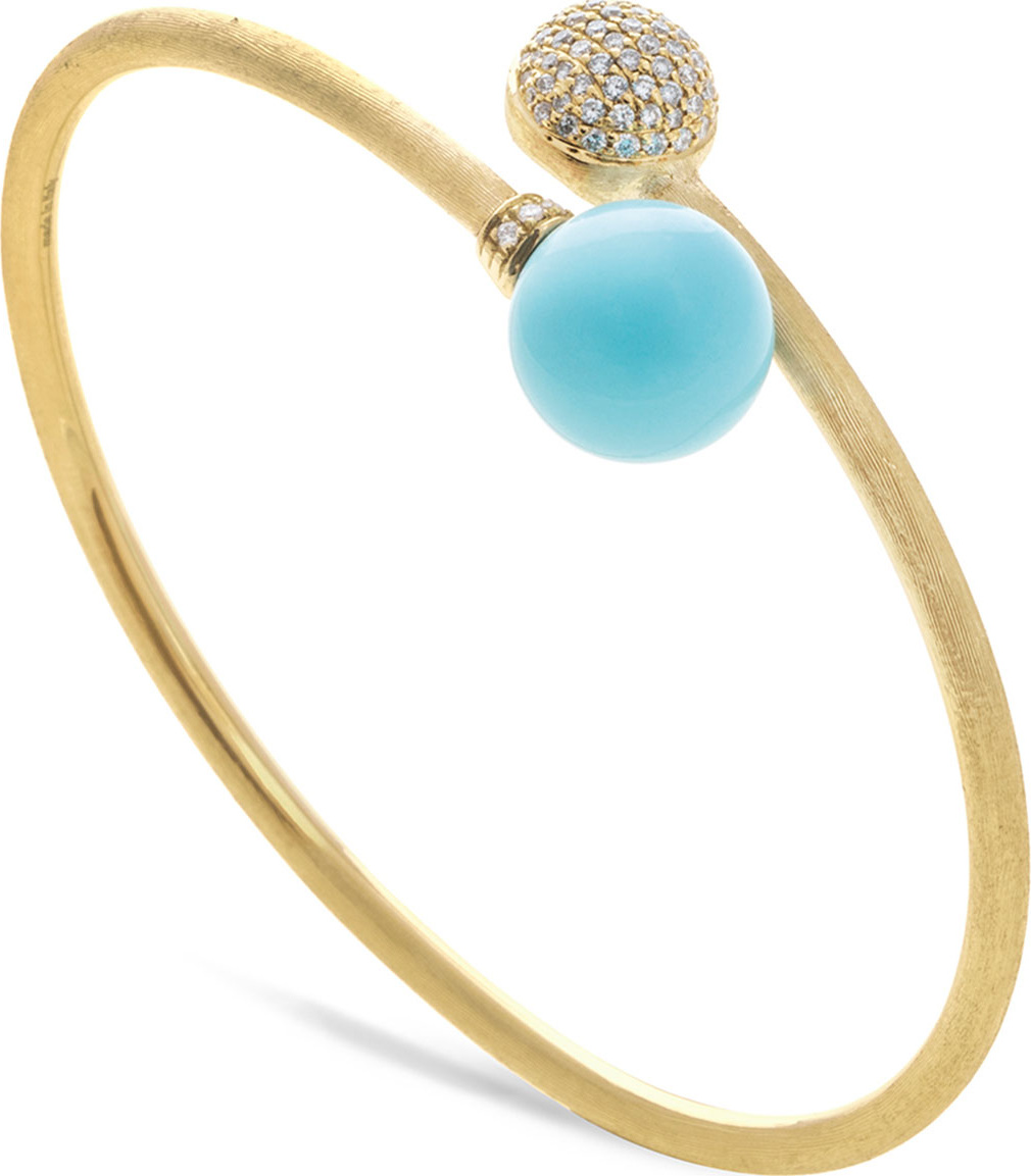 Marco Bicego 18k Gold Africa Diamond & Turquoise Bangle Bracelet