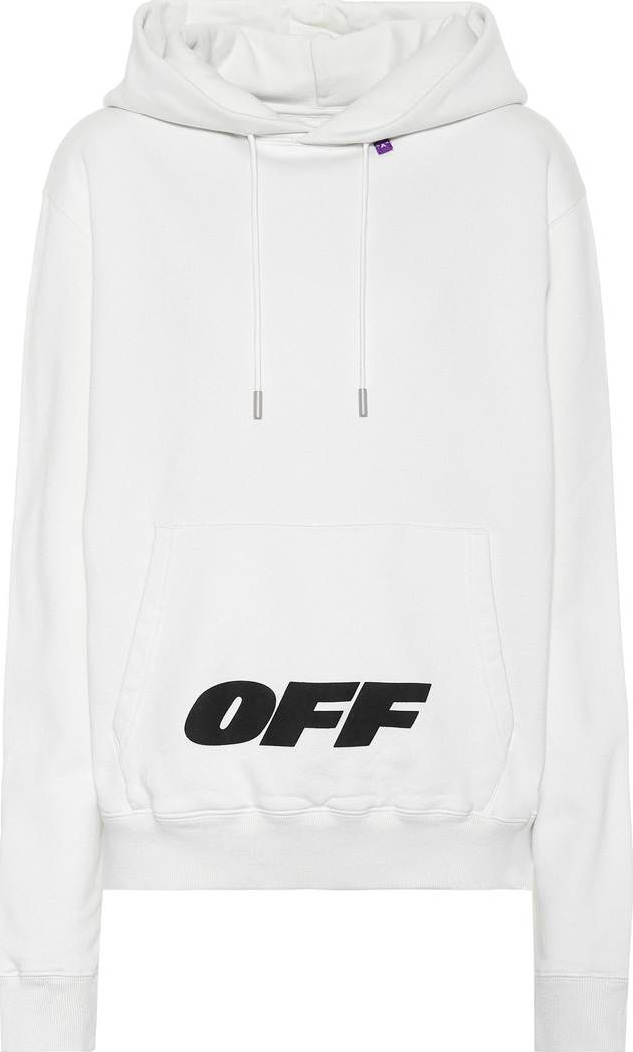 Off White Printed cotton hoodie